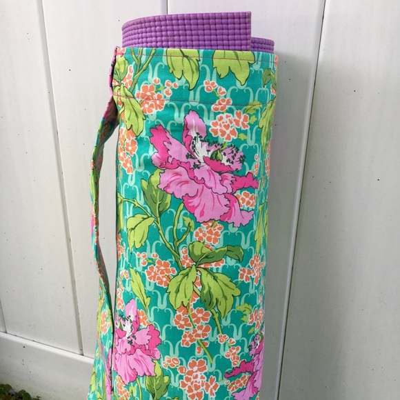 Tapis de Yoga 4MM Rose et Marine Fleur Marrakech